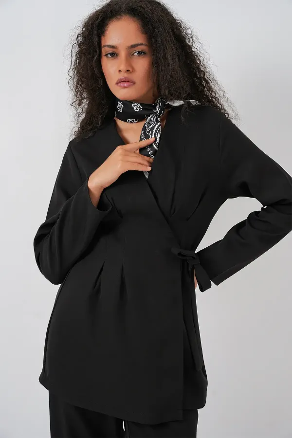 Women's Kimono Pants Fabric Set 30054 - Black