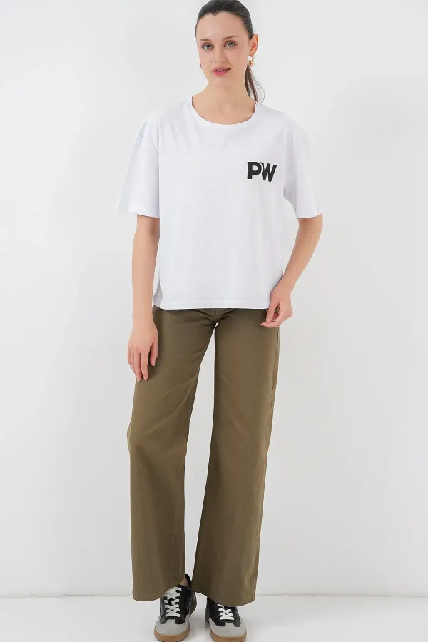 Women's Printed Basic T-Shirt 4343 - White