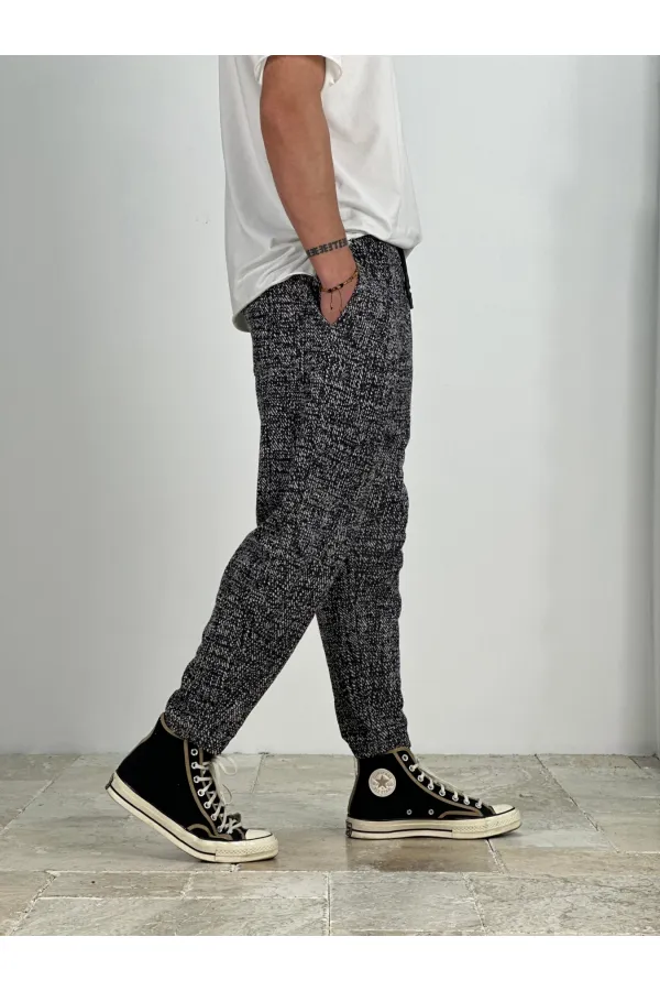 Pantalon de survêtement coupe droite en polaire anthracite pour homme, taille nouée, HZL24S-MXC8948-117