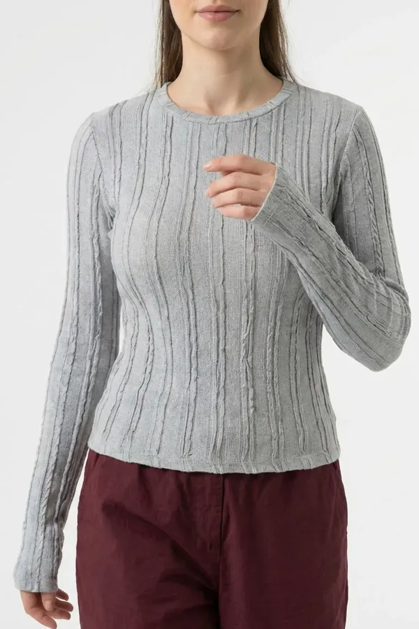 Women's Textured Knit Blouse 980 - Grey