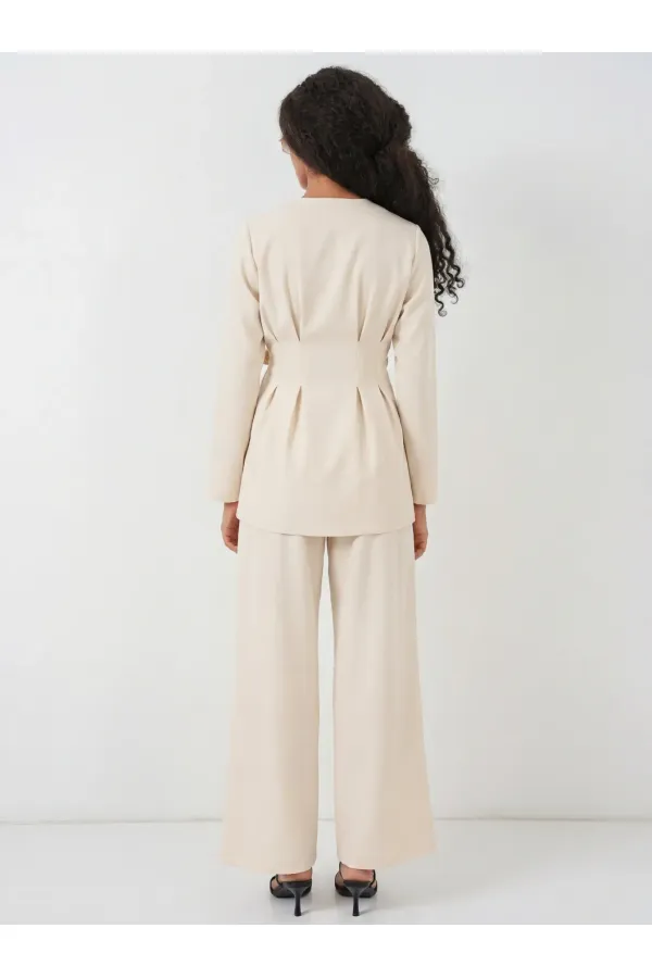 Women's Kimono Pants Fabric Set 30054 - Beige