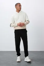 Tommylife Toptan Siyah Klasik Cepli Standart Kalıp Manşetli Erkek Eşofman Alt - 84652