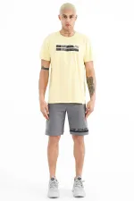 Tommylife Wholesale Peter Pan Neck Standard Fit Printed Men's T-Shirt 88204 Yellow