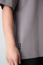 Tommylife Wholesale Crew Neck Oversize Printed Men's T-Shirt 88325 Dark Gray