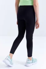 Tommylife Toptan Siyah Yüksek Bel Dar Paça Kız Çocuk Tayt  - 75047