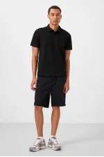 Short chino extensible léger, coupe standard, tissé, Tommylife Wholesale, noir, référence 81293
