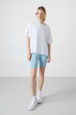 Tommylife Toptan O Yaka Oversize Basic Kadın T-Shirt 97285 Beyaz