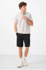 Short chino extensible léger, coupe standard, tissé, Tommylife Wholesale, noir, référence 81291