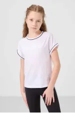 Ensemble de leggings Tommylife Wholesale pour filles, col rond, rayures latérales, coupe standard, performance, blanc et noir, réf. 75191