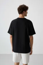 Tommylife Toptan O Yaka Oversize Basic Erkek T-Shirt 88379 Siyah