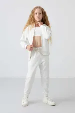 Ensemble de survêtement à capuche coupe standard pour filles de 3 à 9 ans Tommylife Wholesale 75148 Écru