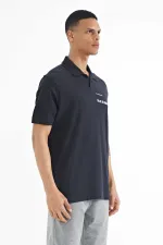 T-shirt polo bleu marine imprimé Tommylife pour homme, coupe standard - 88236