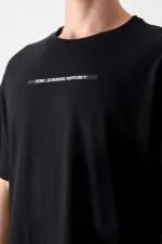 Tommylife Toptan O Yaka Oversize Baskılı Erkek T-Shirt 88358 Siyah