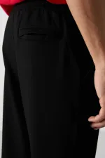 Tommylife Toptan Comfort Fit Nakışlı Erkek Jogger Eşofman Alt 82123 Siyah