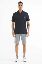 T-shirt polo bleu marine imprimé Tommylife pour homme, coupe standard - 88236