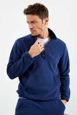 Tommylife Toptan Standart Kalıp Yarım Fermuar Polar Erkek Eşofman Takımı 85159 İndigo