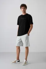 Tommylife Wholesale Crew Neck Oversize Printed Men's T-Shirt 88329 Black