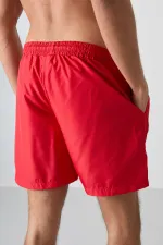 Tommylife Toptan Kırmızı Belden Lastikli Standart Kalıp Erkek Deniz Şortu - 81237