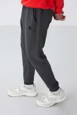 Tommylife Toptan Antrasit Melanj Klasik Cepli Standart Kalıp Manşetli Erkek Eşofman Alt - 84652