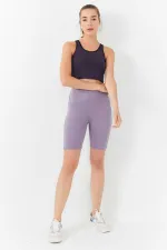 Tommylife Wholesale Purple Basic Sleeveless Slim Fit U-Neck Women's Crop Top Tank Top - 97162
