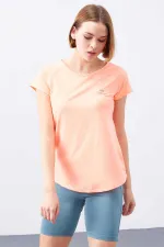 T-shirt femme Tommylife Wholesale Coral Back Window Short Sleeve Standard Fit Crew Neck - 97101