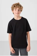 Ensemble short chino garçon Tommylife en coton tissé léger et extensible, coupe oversize, noir et gris, référence 11277