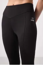 Tommylife Toptan Polyester Standart Fit Esnek Performans Kadın Tayt - 94666 Siyah