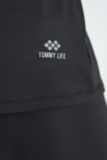 Débardeur de sport Tommylife Wholesale noir à double bretelle au dos, coupe standard, pour femme - 97258