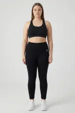 Tommylife Toptan Siyah Yüksek Bel Toparlayıcı Battal Büyük Beden Kadın Tayt - 94650