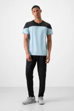 Tommylife Toptan O Yaka Standart Kalıp Aktif Spor Erkek T-Shirt 88386 Açık Mavi