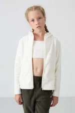 Sweat-shirt à capuche en polaire coupe standard pour filles de 7 à 15 ans, Tommylife Wholesale, référence 75152, écru