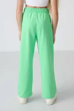 Tommylife Wholesale 7-15 Years Wide Leg Standard Fit Girls' Sweatpants 75144 Aqua Green