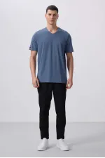 Pantalon chino extensible léger tissé coupe standard Tommylife Wholesale 82175 Noir