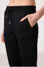 Tommylife Wholesale Soft Textured Hidden Zipper Slim Fit Women's Trousers - 94668 Black