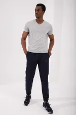 Tommylife Toptan V Yaka Standart Kalıp Basic Erkek T-Shirt 87912 Gri Melanj
