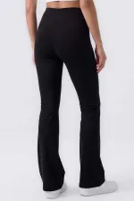 Leggings de sport évasés pour femmes Tommylife, noirs, souples et taille haute, en vente en gros - 94686 Leggings de sport évasés pour femmes Tommylife, noirs, souples et taille haute, en vente en gros - 94686