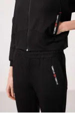 Ensemble de survêtement Tommylife Wholesale pour femme, à capuche et fermeture éclair, coupe oversize - 95328 Noir