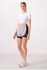 Short Tommylife en polyester, coupe standard, poche cachée, fermeture éclair, avec legging intégré - 91015 Pierre