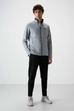 Tommylife Toptan Bran Standart Kalıp Scuba Basic Erkek Eşofman Takım 85199 Gri - Siyah