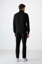 Tommylife Toptan Rahat Kalıp Fermuarlı Sweat Erkek Eşofman Takım 85072 Siyah