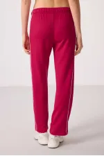 Pantalon palazzo à jambes larges et texture douce Tommylife pour femme, avec empiècements latéraux - 94669 Rouge Viva