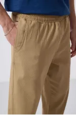 Pantalon chino extensible léger tissé coupe standard Tommylife Wholesale 82175 Beige foncé