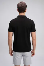 T-shirt polo noir Tommylife Wholesale pour homme, coupe confortable, texture douce - 88496