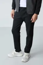 Tommylife Toptan Rahat Kalıp Dik Yaka Klasik Paça Erkek Eşofman Takımı 85113 Antrasit - Siyah