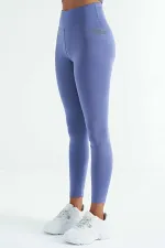 Leggings pour femmes Tommylife, taille haute, coupe slim, imprimé logo violet - 94627