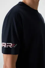 Tommylife Toptan O Yaka Oversize Baskılı Erkek T-Shirt 88369 Lacivert