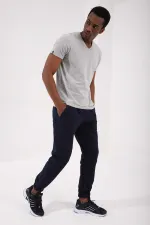 Tommylife Toptan V Yaka Standart Kalıp Basic Erkek T-Shirt 87912 Gri Melanj