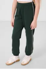 Ensemble de survêtement Tommylife Wholesale pour filles, col rond imprimé, ourlet élastiqué, coupe standard, réf. 75186, écru et vert pin