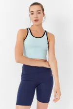 Débardeur court sans manches à col rond Tommylife Wholesale bleu ciel basique, coupe ajustée - 97162