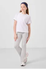 Leggings Tommylife Wholesale pour filles, coupe standard flexible, style basique, jambes évasées, couleur pierre (réf. 75193).